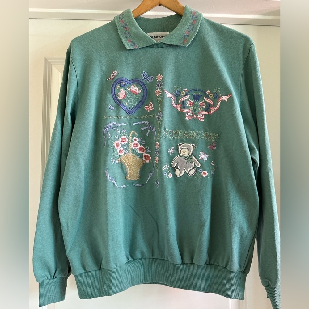 Alfred Dunner Vintage Embroidered Grandma Core Sweater. Size Med. EUC - Picture 2 of 9